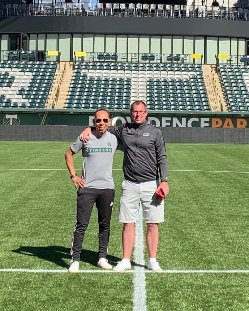 Two coaches at Providence Park